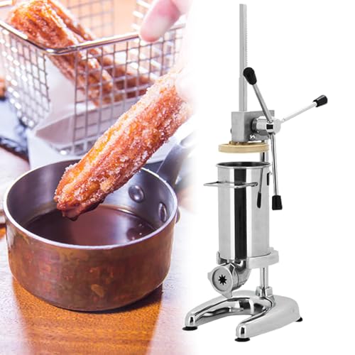 GESAIDES Máquina para Hacer Churros Vertical, Manual, de Acero Inoxidable, con 5 Boquillas, para Uso Doméstico, Restaurantes y Panaderías.,2L