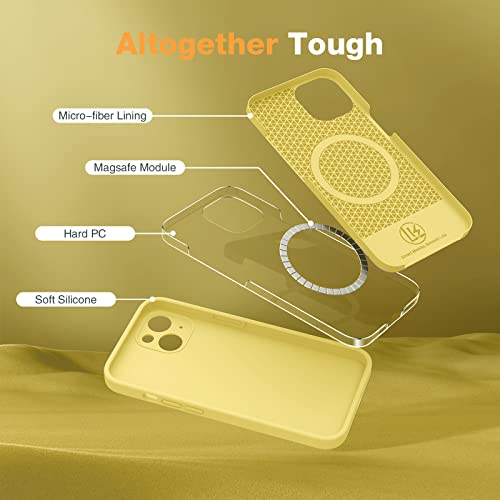 Lk For Iphone 13 Case With 2 Pack Glass Screen Protector, Enhanced Camera Cover, Soft Microfiber Lining [Ultra Slim Phone Case Iphone 13] Liquid Silicone Protective Case, Shockproof, Durable, Yellow #TOP6