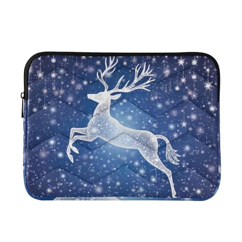 Funda para portátil de 13-14 pulgadas impermeable azul con reno