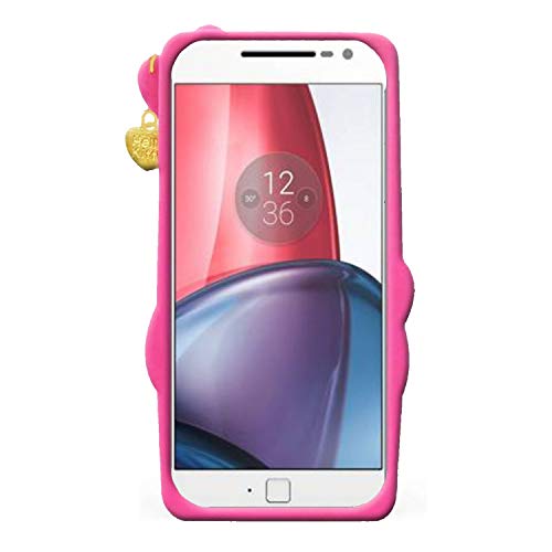 Image of Unirock Hello Kitty Back Case Cover for Moto G4 Plus| 3D Cute Hello Kitty Case |Soft Silicone Rubber Back Cover with Pendant Kitty Cover for Moto G4 Plus (Pink)