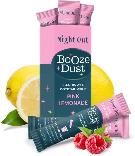 Booze Dust Electrolyte Cocktail Mixers | Zero Calorie, Hydrating Mocktail Drink Mix | Keto, Zero Sugar, Vitamins, Low Carb | Detoxing (Pink Lemonade, 10 Single-Serve Sticks)