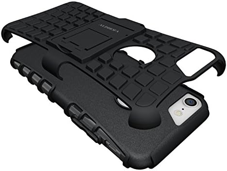 ALDHOFA iPhone 7 Case, Heavy Duty Design Shockproof Protective Back Cover Phone Case with Kickstand for iPhone 7 - Black