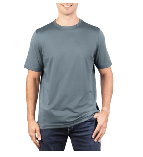KIRKLAND Signature Men's Short Sleeve Pima Cotton Tee Shirt (US, Alpha, X-Large, Regular, Regular, Gray)