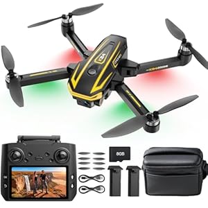 FPV Drone con cámara 4K para adultos, pantalla grande en control remoto, 2 baterías y funda de transporte, regalo para hombres, cuadricóptero fácil de volar para principiantes con posicionamiento de