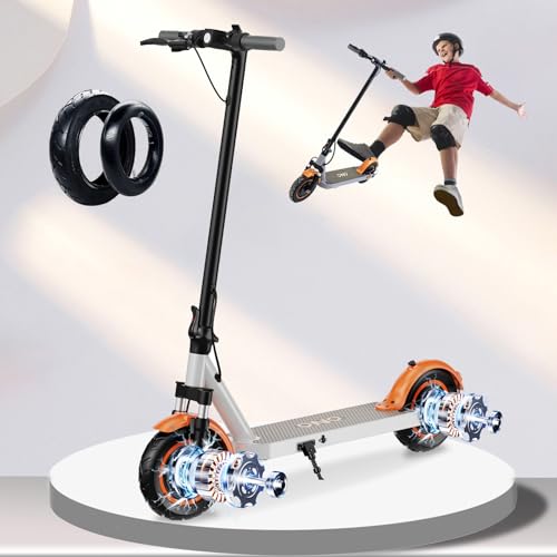 QnQ Dual Motor Electric Scooter, Powerful 1500W Peak Motor, Max 35Miles Long Range, Top Speed 22MPH, Dual Braking,10