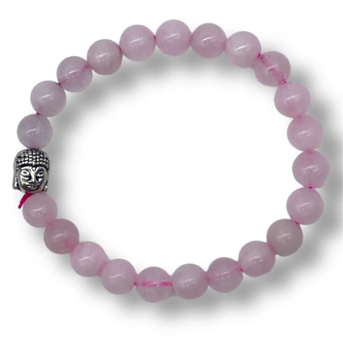 Spiritual Elementz Reiki Charged Gift Natural Gemstone (7-8 mm) Rose Quartz Gemstone Bracelet (21-24 Beads) Unisex for Healing (Stone of love and energy)