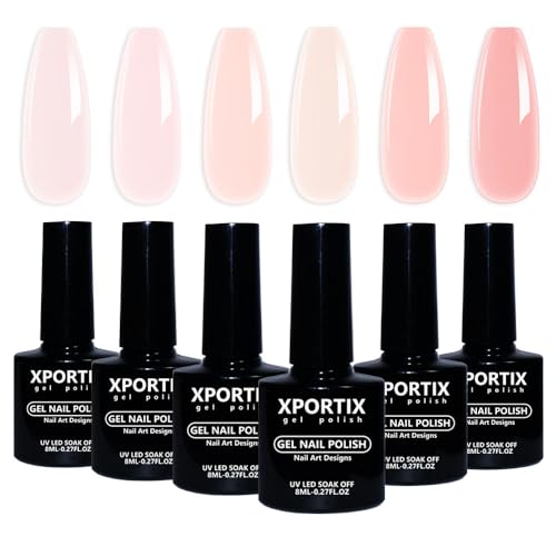 Set de 6 esmaltes de gel Rubber Base para uñas