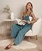 IWOLLENCE Women's Summer Jumpsuits Boho Wide Leg Overalls Casual Loose Rompers with Pockets 2024 Blue Green XX-Large