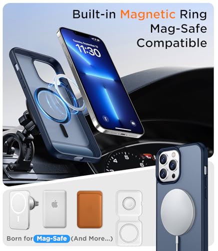 Image of Magnetic Compatible with iPhone 13 Pro Max Case, [Built-in Invisible Kickstand][Compatible with MagSafe] [Military Grade Shockproof] Slim Translucent Matte Phone Case for iPhone 13 Pro Max 6.7 inch