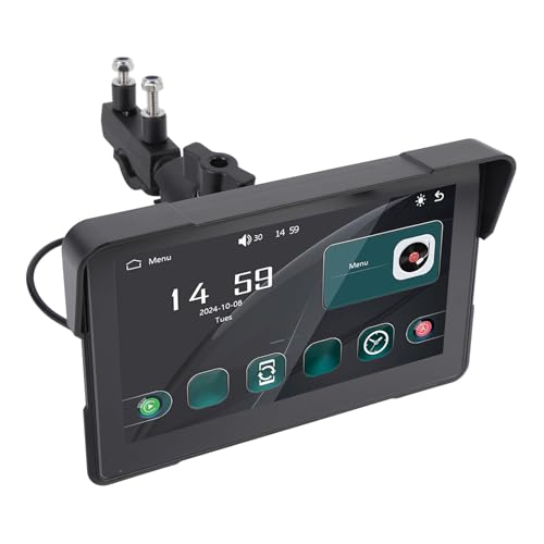 Luocute Motorcycle Gps Navigation System, 7 Inch 1024x600 HD IPS Screen IP67 Water Proof Touchscreen Portable Android Auto Gps for Motorcycle