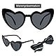 ANLIOTO 6 Stück Herz Sonnenbrille für Damen, Vintage Herzform Brille 90er Jahre Hippie Brille Kostümzubehör für Urlaub, Party, Hochzeit, Karneval, Halloween, Weihnachten (Schwarz)