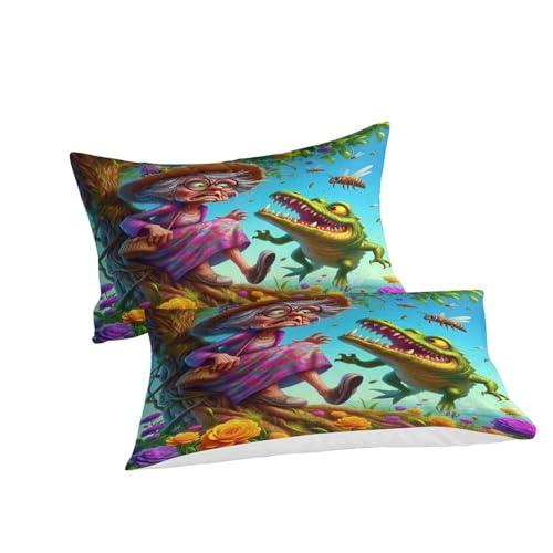 Parure de lit microfibre crocodile coloré avec fermeture éclair