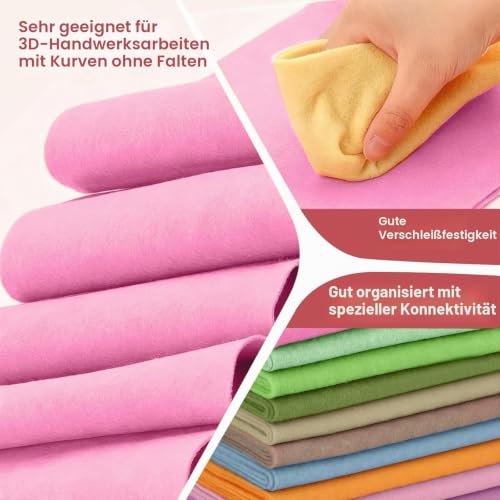 12-tlg. Bastelfilz-Set, 20x90 cm, 1 mm, in 12 Farben, inkl. Baumwollgarn – Bild 5