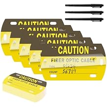 50 Pcs Optic Cable Tag Yellow Waterproof Fiber Cable Marker Tags with 3 Marker Pen 3.5 x 2 Inches HDPE Writable Self-Laminating Labels for Communication Cables Management Maintenance