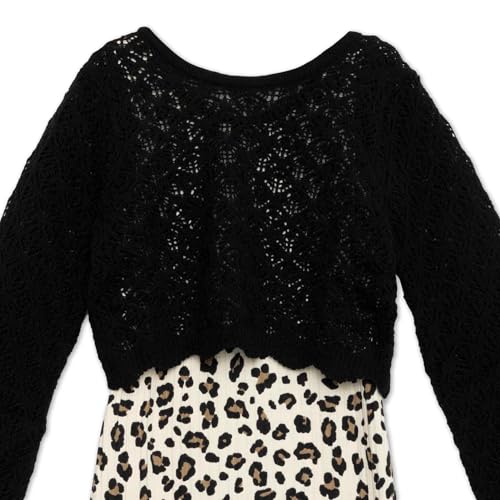 Speechless Girls' 2-Piece Crochet Long Sleeve Sweater Top and Midi Dress4