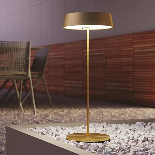 Click-licht.de LED Tischleuchte in Gold Moderne LED In- & Outdoor Tischlampe Balkon dimmbare Lampe Bett LED Tischlampe Akku Tischbeleuchtung für den Cover