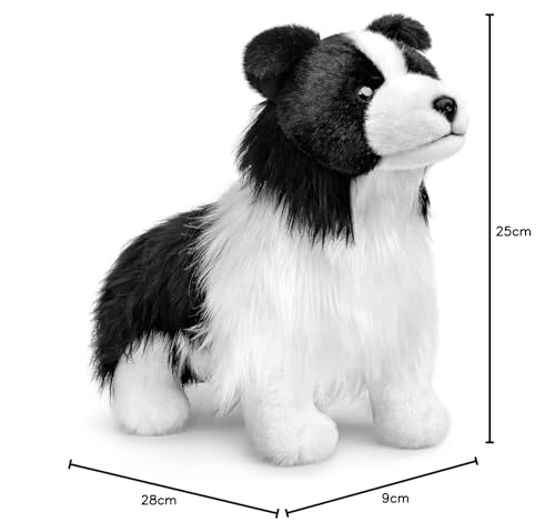 Tiny Heart Border Collie Stofftier Plüschtier 28cm/11” realistisches Border Collie Plüsch schönes Tier niedliche und weiche Geschenke Hund für Kinder Jungen und Mädchen Spielzeug Schwarz