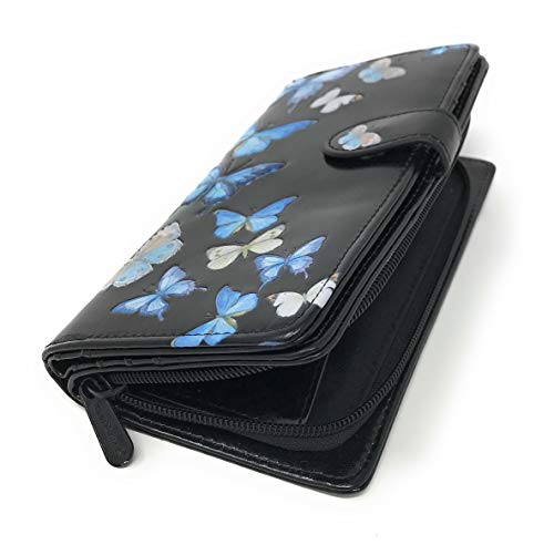 Shag Wear Butterflies Large Nature Wallet for Women and Teen Girls Vegan Faux Leather 7" Black3