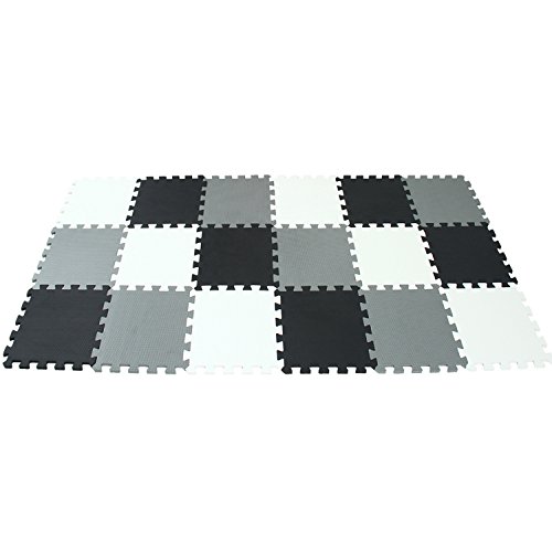 Image of playmat Foam Play Tiles Interlocking Play mat Baby Play mats for Kids Floor mats for Children Foam playmats Jigsaw mat Baby Puzzle mat 18 Pieces Children Rug Crawl White Black Grey 101104112