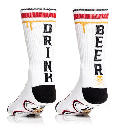 Sullen Draft High Mens Crew Socks Tattoo Lifestyle Beer Six Pack White OSFM