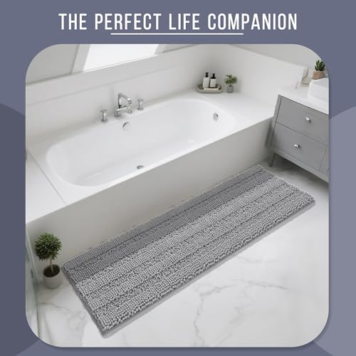 Yimobra Bathroom Runner Rug, 70 x 24, Long Bathroom Rugs Large Bath Mat, Soft Super Absorbent and Thick, Non-Slip, Machine Washable, Carpets for Home, Nursery, Bed and Living Room, Gray by Yimobra - Image 7