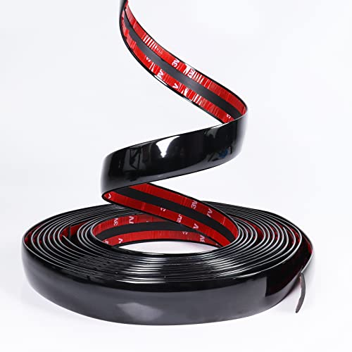 25Ft Automotive Trim Molding 1-3/16"(30Mm) Wide Car Side Body Trim Strips(Self Adhesive) Scratch-Proof Decorative For Motor/Truck/Rv Exterior And Interior Door Window Bumper - Glossy Black #TOP3