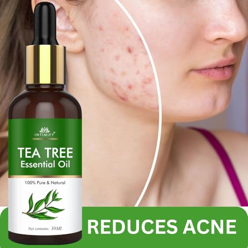 Image of INTIMIFY Tea Tree Essential Oil For Hair, Skin & Face Acne Care | Promote Hair Growth | Aromatherapy | Pure & Undiluted | Women & Men | 30 Ml (Pack of 1)
