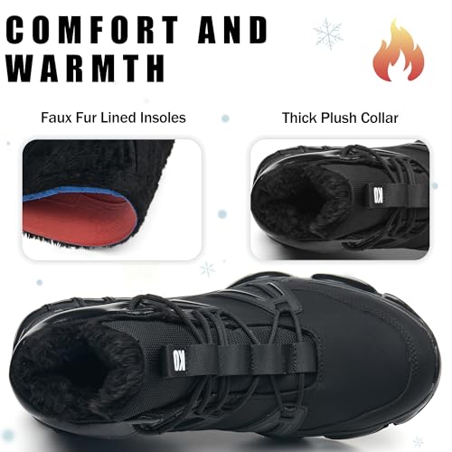 Image of KOIFISH Winter Steel Toe Work Boots for Men Women, Waterproof Warm Fur Lined Safety Boots, Steel Toe Shoes with Air Cushion, Comfortable for Industrial Construction Warehouse Factory Logistics