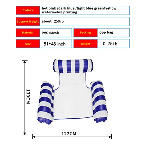 2-Pack Water Lounger Pool Chair Lounge, Inflatable Pool Float, Multi-Purposepool Hammock & Water Hammock Pool Floats For Adults Floating Row (Striped Dark Blue + Rose Red) #TOP5