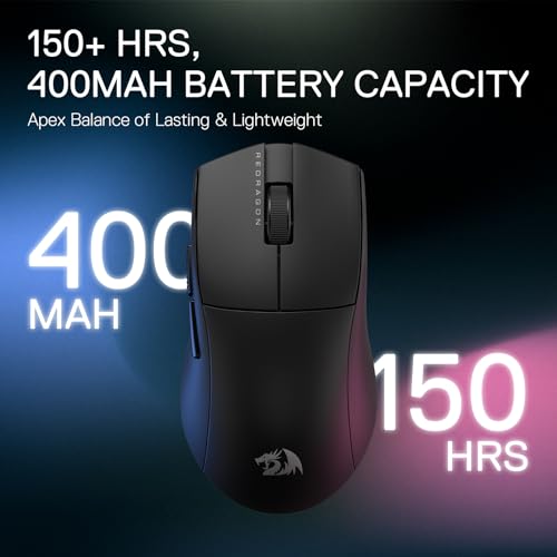 Image of Redragon M916 PRO 3-Mode Wireless Gaming Mouse, 55G Ultra-Light 26K DPI Mouse w /Ergonomic Natural Grip Build, Full Programmable Buttons, Software Supports DIY Keybinds & DPI