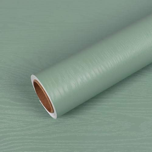 VEELIKE Papel Adhesivo Madera Verde Ahumado 60 cm × 300 cm Papel Pintado Madera Verde Vintage Vinilo Encimera Cocina Lavable Revestimiento Pared Dormitorio Vinilo Adhesivo Muebles Armarios Mesas
