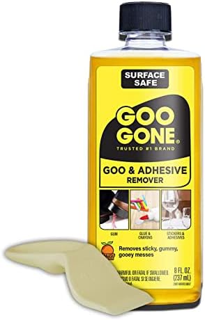 Goo Gone Original Liquid - 8 Ounce and Sticker Lifter - Surface Safe Adhesive Remover Safely Removes Stickers Labels Decals Residue Tape Chewing Gum Grease Tar Crayon Glue