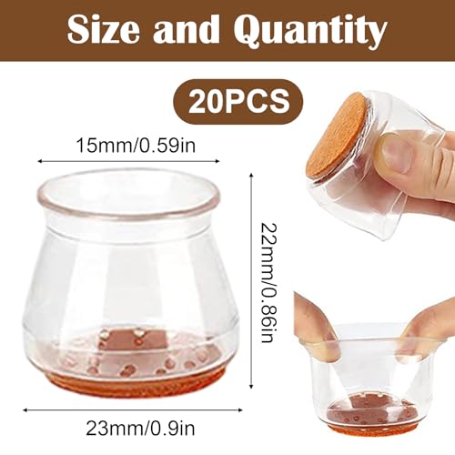 20PCS Silicone Chair Leg Floor Protectors, Furniture Pads, Chair Leg Caps, Non-Slip Silicone Furniture Feet, Protect Floors from Scratches and Noise