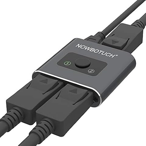 Displayport Splitter Bi-Directional DP1.2 Switch 4K@60Hz, NOWBOTUCH 2x1 / 1x2 DisplayPort 1.2 Switcher 2 input 1 output 4K DP Switch 1 in 2 out DP Splitter Converter for Multiple Source and Displays Cover