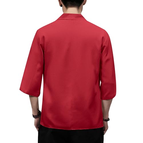 Image of PRIJOUHE Men's Kimono Jackets Cardigan Lightweight Casual Cotton Blends Linen Seven Sleeves Open Front Coat Outwear