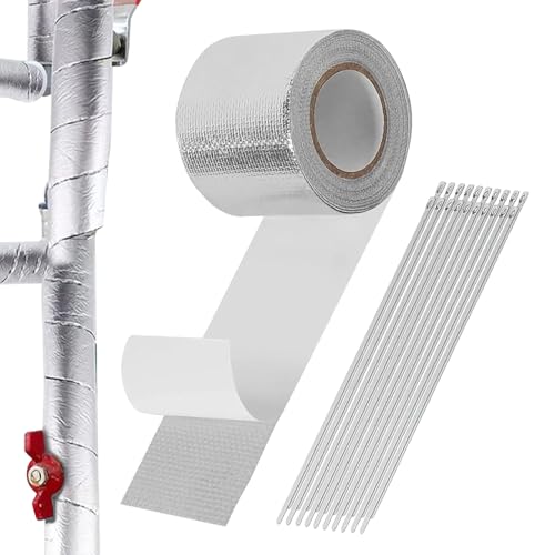 Ruban Tuyau Échappement - Bandage Adhésif de Réparation de Tuyaux avec 20 Attaches ,Ruban de protection thermique pour échappement - pour Plomberie, Automobile, Motocyclette,