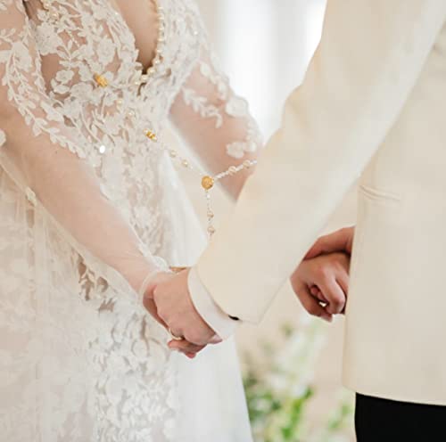 Non-Catholic Wedding Lasso Ivory Color Swarovski Pearls Gold Plated With Rhinestones Heart/Lazo De Boda No Catolico #TOP7