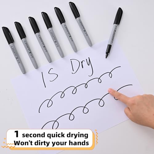 Image of Permanent markers, 120 packs permanent markers bulk, quick drying in one second, waterproof, smooth, not easy to erase, durable, can be marked on glass, tiles and cloth, office supplies,Gray shell