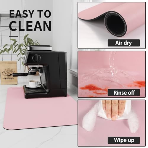HotLive Coffee Mat - Absorbent Hide Stain Rubber Backed Dish Drying Mat for Kitchen Counter - Bar Mats for Countertops Accessories Fit Under Coffee Maker Espresso Machine - Thumbnail 4