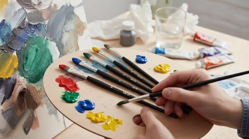 Image of Like it 7 PCS Filbert Paint Brush Set, Sizes 0 /1 /2 /4 /6 /8 /10 - Professional Artist Brushes for Watercolor, Gouache, Acrylic & Ink, Soft Synthetic Hair, Black Wooden Handles (7-Piece Set)
