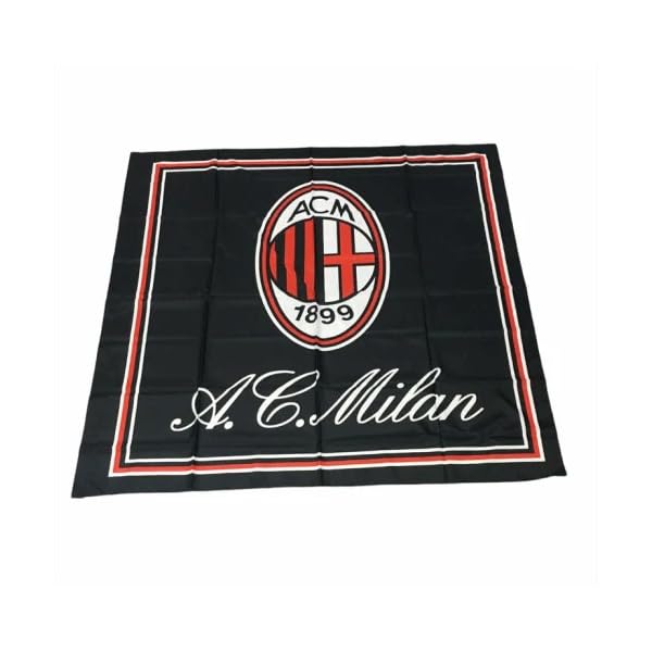 Bandiera Milan Bandiera Rosso Nera con Logo Milan 140 x 140 cm Bandierone Senza Asta