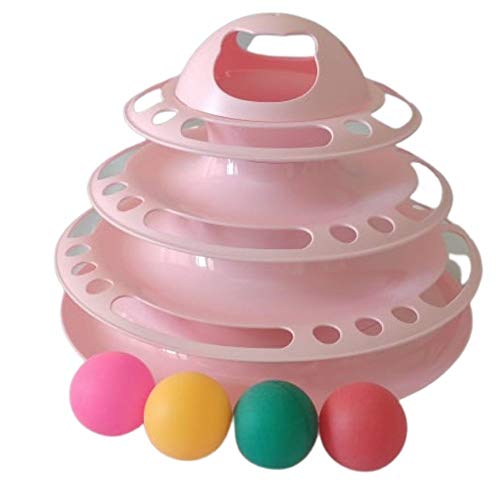 Brinquedo Torre Pet de 4 Níveis Bolinhas Para Gatos Interagir e Divertir Love Pet Rosa