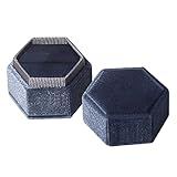 Magnífica Caja de Anillo de joyería Caja de Anillo de Terciopelo Caja de Anillo Individual Hexagonal Soporte de Anillo Doble Vintage Premium Joyas Micrófonos De Canciones Caballo (Grey, One Size)