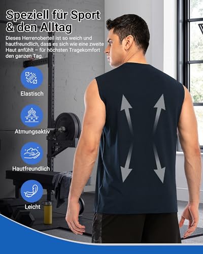 MEETYOO 3/5 Pack Tank Top Herren Sport, Muskelshirts Herren & Unterhemd Herren - Leicht, Feuchtigkeitsableitend, Schnelltrocknend, Ideal für Das Gym Oder Den Alltag 4