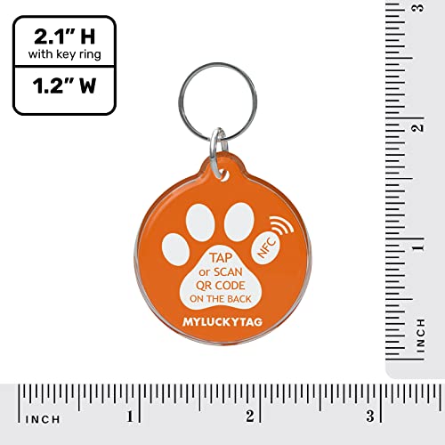 MYLUCKYTAG NFC & QR Code Smart Pet ID Tag Personalisierte Hund-Katze-Tag, Online-Haustier-Profil, Haustier Standort Alert E-Mail, Digital Pet Tag, Quiet Pet Tag, Durable Pet ID, Hundehalsband Tag