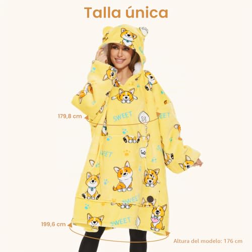 Miniatura 2 de Three Poodle Sudadera Manta Con Capucha, Sudaderas Oversize Bata Manta Polar Mujer, Sudadera Con Capucha Ultra Suave Y Cálida, Sudadera Para Mujer, Hombre Y Niño, Regalo