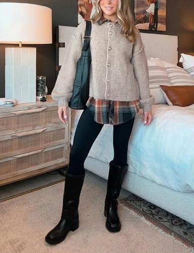 SeekMe Womens Cardigan Sweaters Casual Lightweight Long Sleeve Button Up Knit Oversized 2025 Fall Outwear2