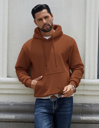 Image of COOFANDY Men Cotton Fleece Hooded Sweatshirt Casual Long Sleeve Hoodies Pullover Fashion Drawstring Hoodie with Kanga Pocket