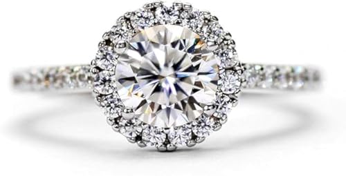 Bague de fiançailles moissanite 1 ct argent 925 réglable pour femme