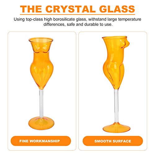 Doitool Miss Wine Glass Body Glass Set Of 2 Clear Cocktail Glass Body Shaped, Unique Martini Glasses Beauty Body Shaped Wine Glass Goblet Cups Glassware For Ktv Home Bar Club Restaurant ( Golden ) #TOP4